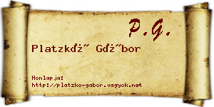 Platzkó Gábor névjegykártya